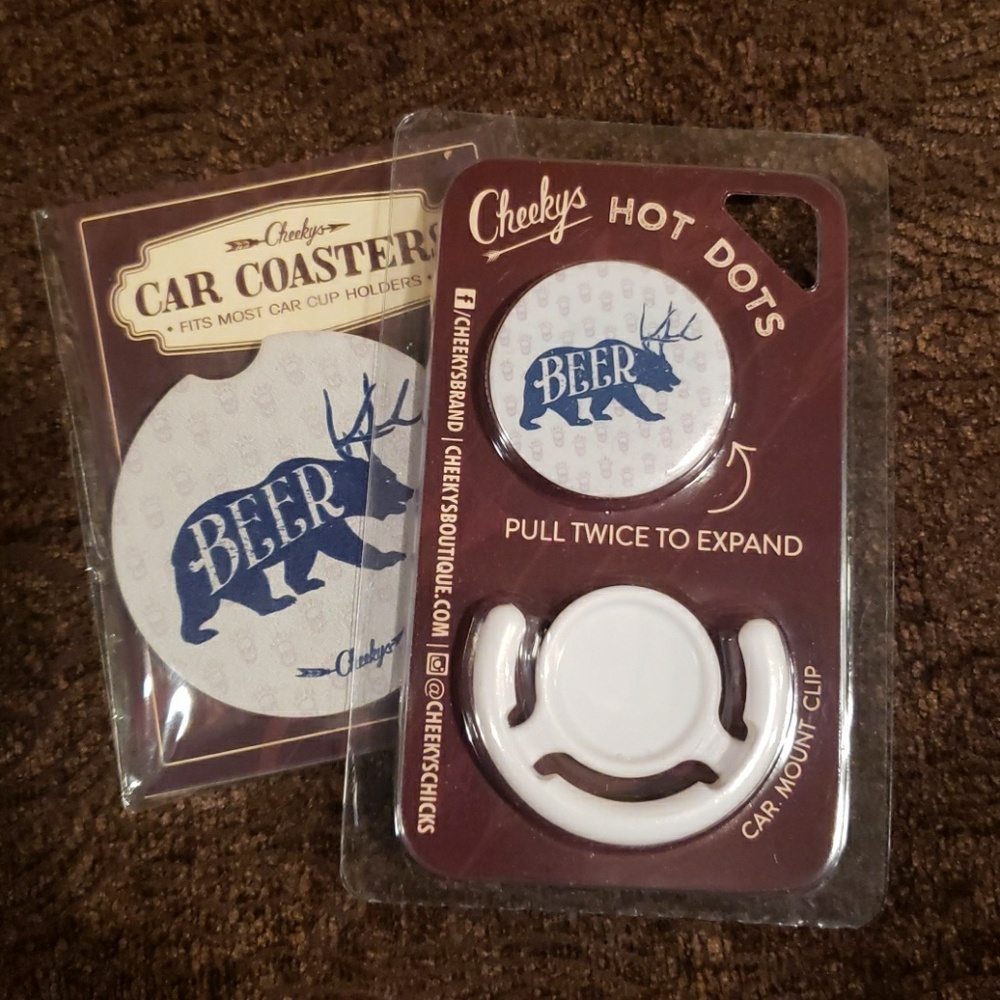 "BEER" Cheeky's Hot Dot and Car Coaster